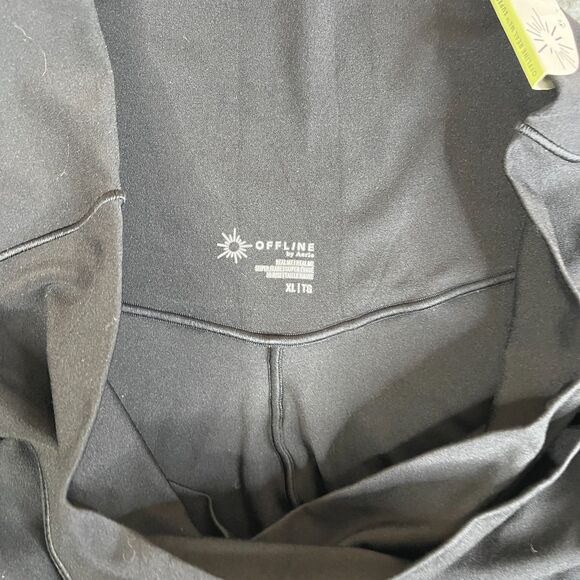 Offline Aerie Super Flare Leggings Womens XL Black High Rise  Fold Over 26 x 33 - Picture 4 of 12